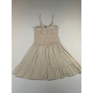 Staccato Women's Beige Smocked Sundress Size M Boho Summer Dress Lined